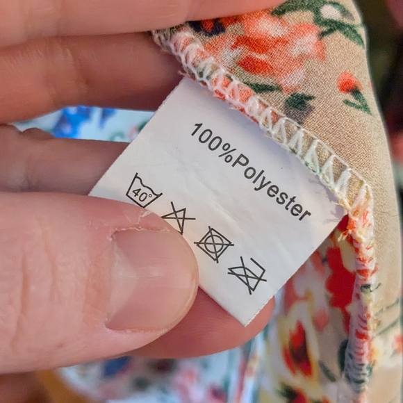 RELIPOP Tan Orange Yellow Pink Blue Floral Semi Sheer Cardigan with Crochet - Picture 8 of 8